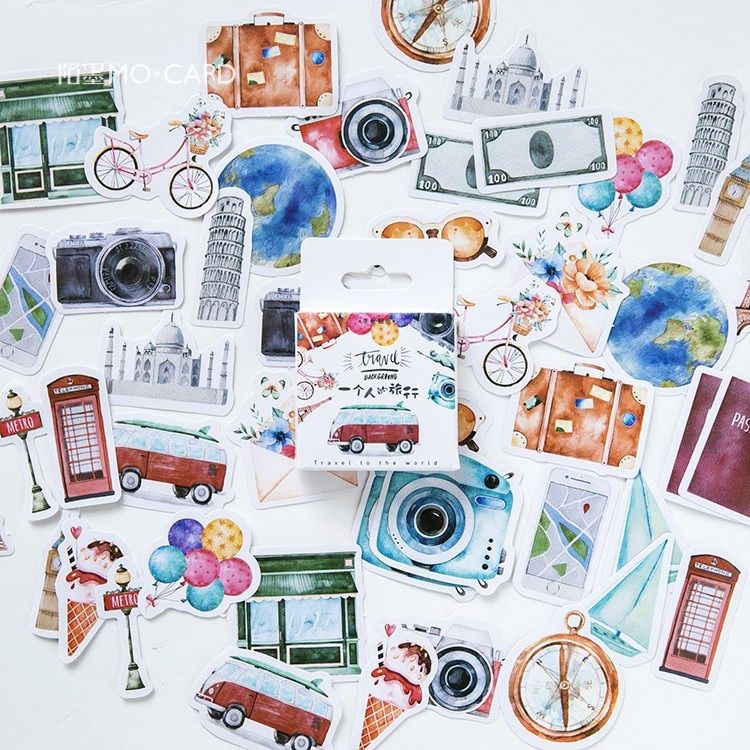 40Pcs/Pack Rooftop Cafe Stationery Stickers Doodling Travel DIY Sticker Car Motorcycle Luggage Laptop Bike Scooter Toys