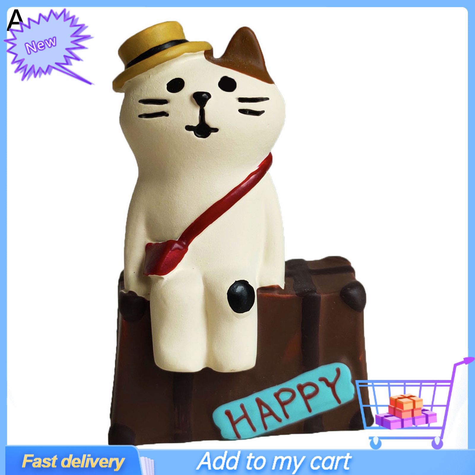 Mini Cat Model Spring Outing Version Birthday Gift Adorable Miniature  Cat Figurine for Collection
