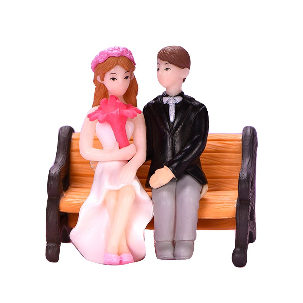 Mini Simulation Bench Lover Couple Wedding Ornament Garden Micro Landscape Decor