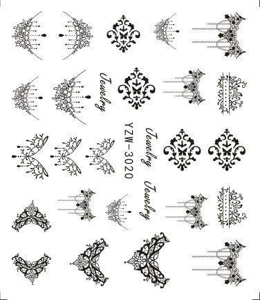 1 PC Water Decals Nail Sticker Black Simple Image for DIY Nail Art Decorations Manicure Decor Tool