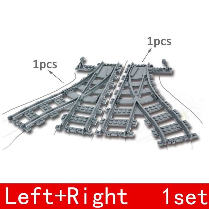 City Trains Flexible Tracks Forked Straight Curved Rails Switch Building Block Bricks technic Creator Toys for Children