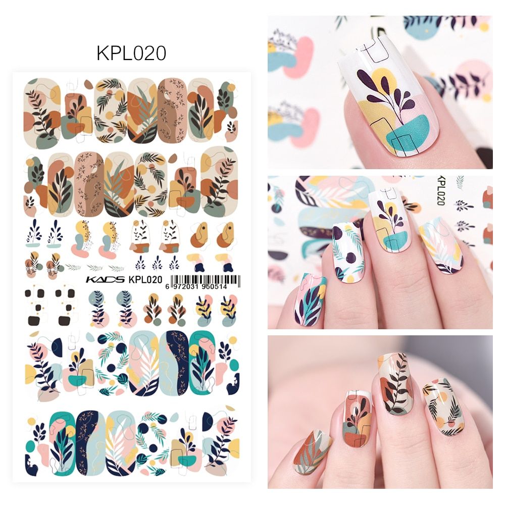 KADS Large Size Nail Stickers Sliders for Nails Christmas Valentines Nail Art Decals New Year Manicure 2021 Foil Transfer Sheet