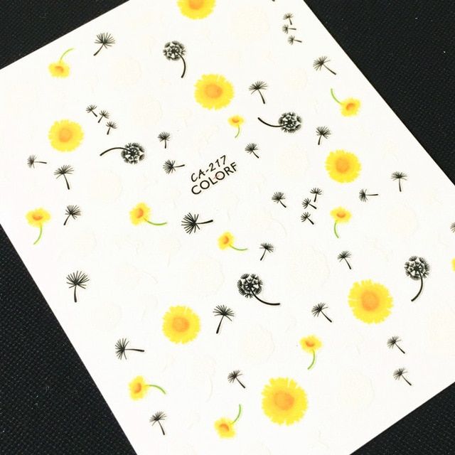 est CA302 138 sunflower daisy design nail art sticker decal stamping back gule DIY decoration for nail wraps