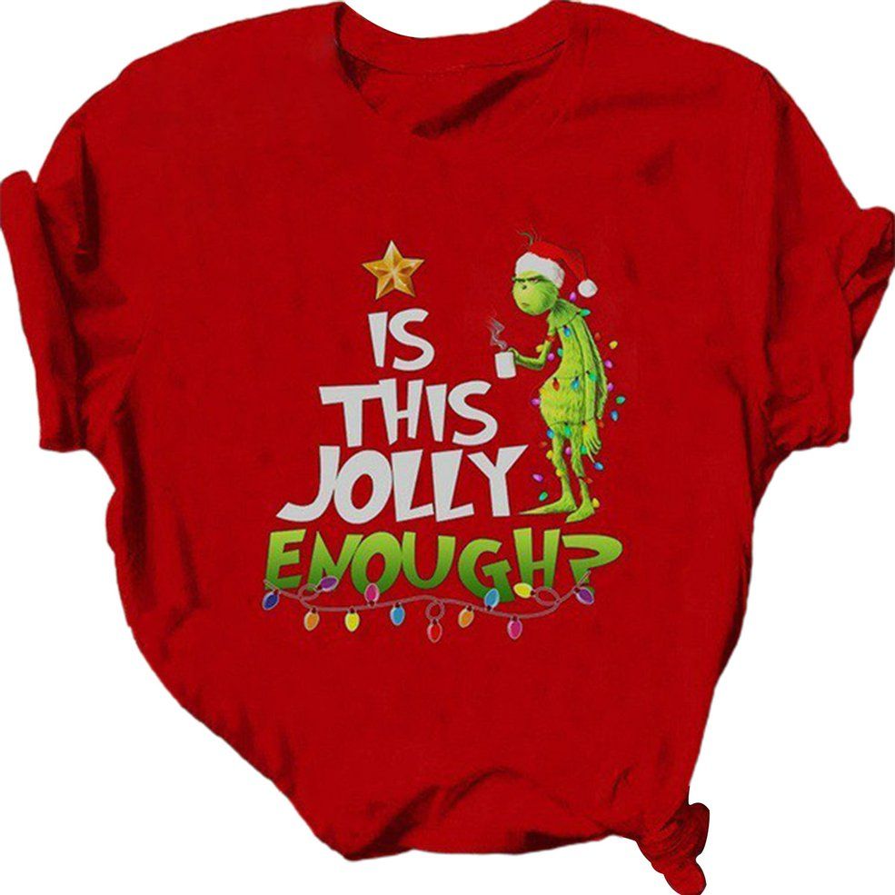 Clothes Men And Women Christmas T-shirt Grinch Christmas Shirt Letter Printing