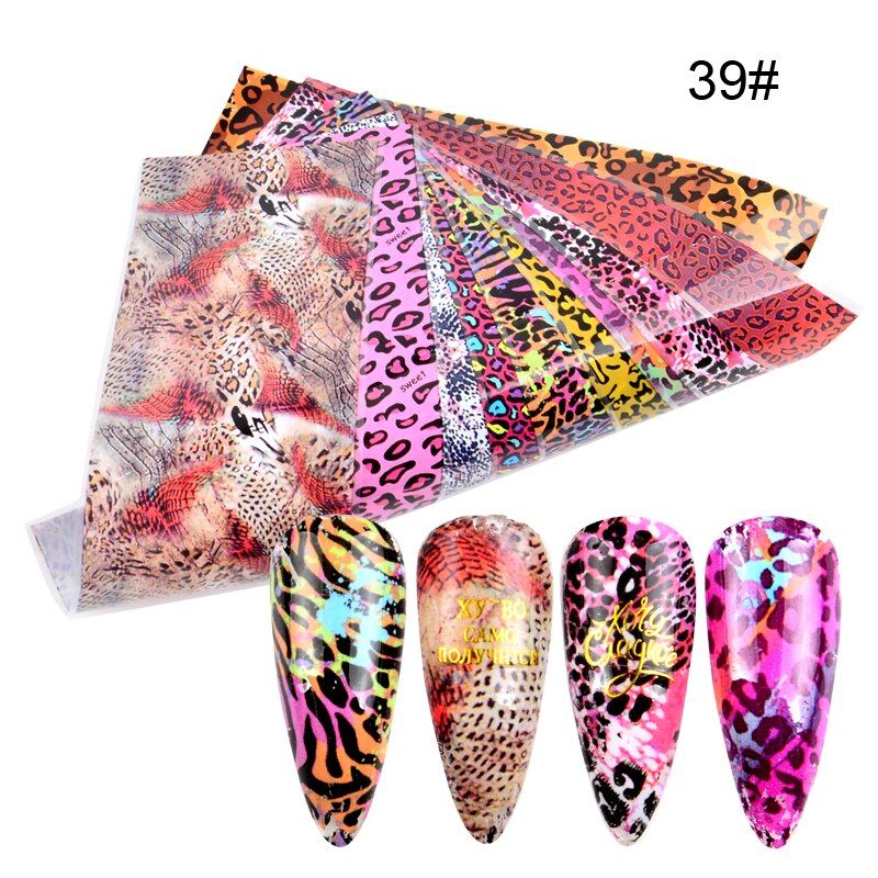 10PCS Mermaid Nail Foils Stickers Laser Gradient Fish Scales Transfer Slider For Nail Art Decorations Manicure Designs