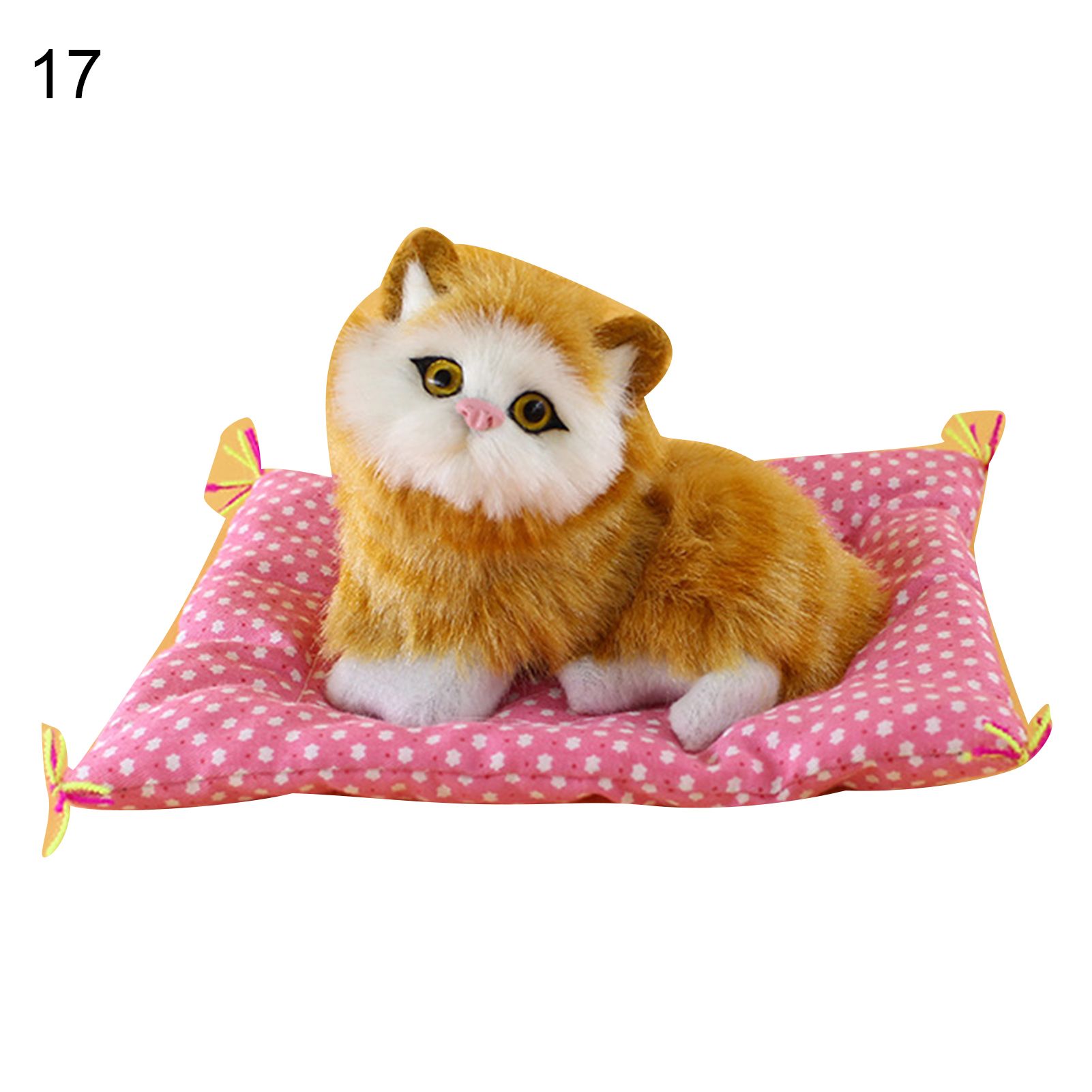Simulation Cute Cat Kitten Sound Plush Doll Toy with Sleeping Mat Home Decor