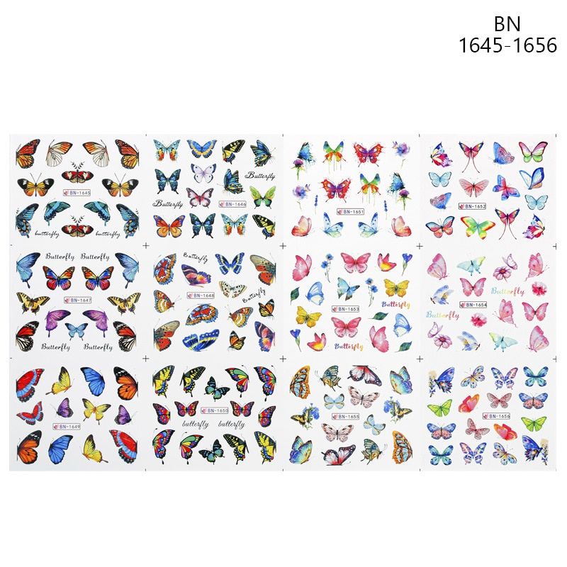 17 Styles 12 In A Large Nail Butterfly DIY Big Butterfly Sticker Big Butterfly Christmas Nail Sticker Art Decoration Ornt