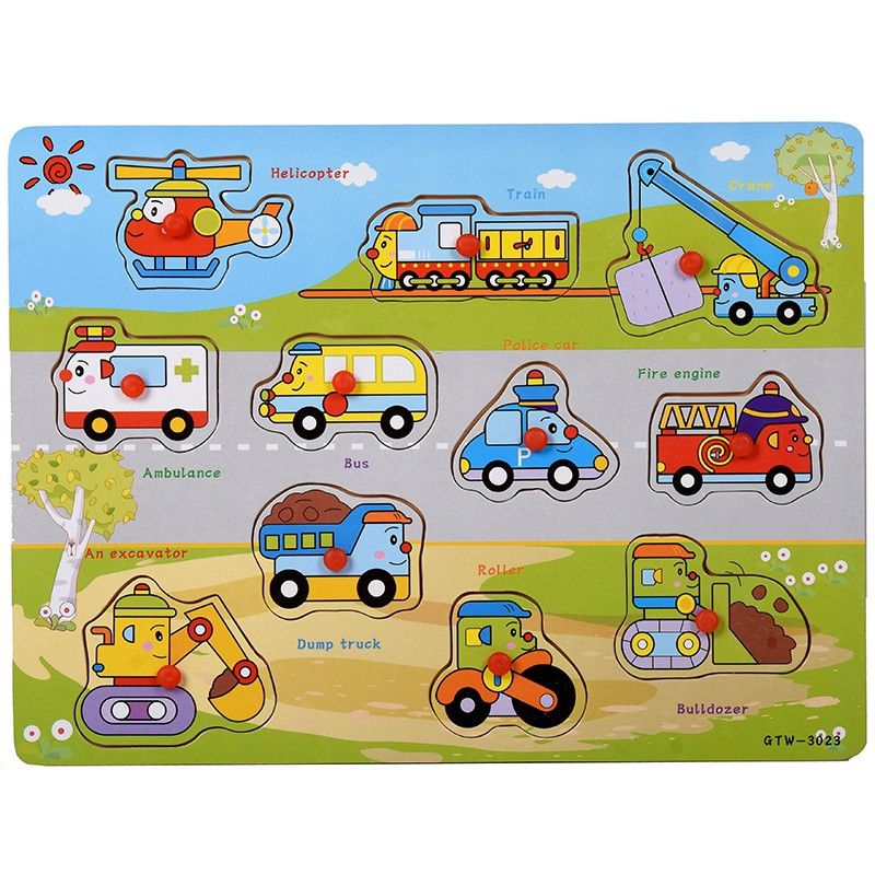 Kids Wooden Hand Grip Puzzle Toys Early Education