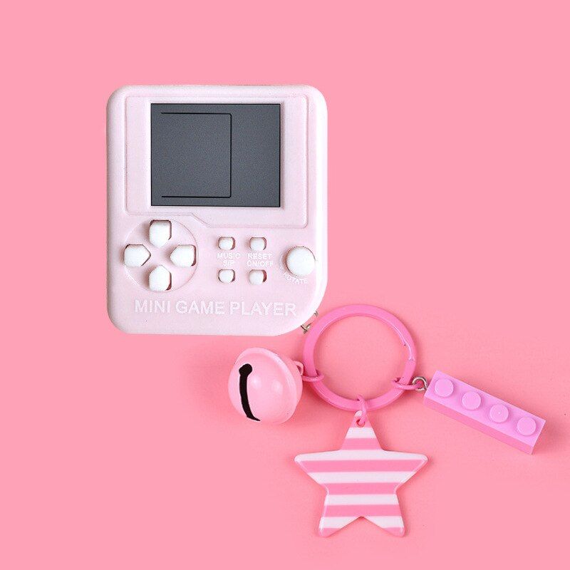 Imcute 2020 COOL mini Game Toy Keychain Portable Mini Tetris Game Console Keychain LCD Toy Backpack Decor Childs Boys Toys