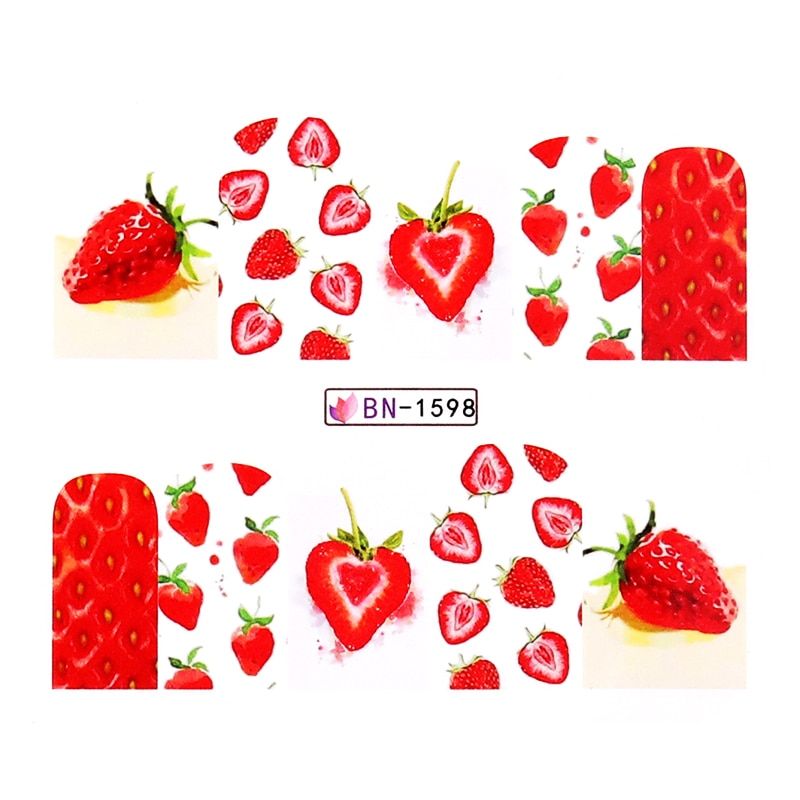 Summer Fruit Watermark Nail Sticker Strawberry Lemon Jewelry Water Decals Nail Art Sticker Slider 2020 Watercolor DIY Manicures