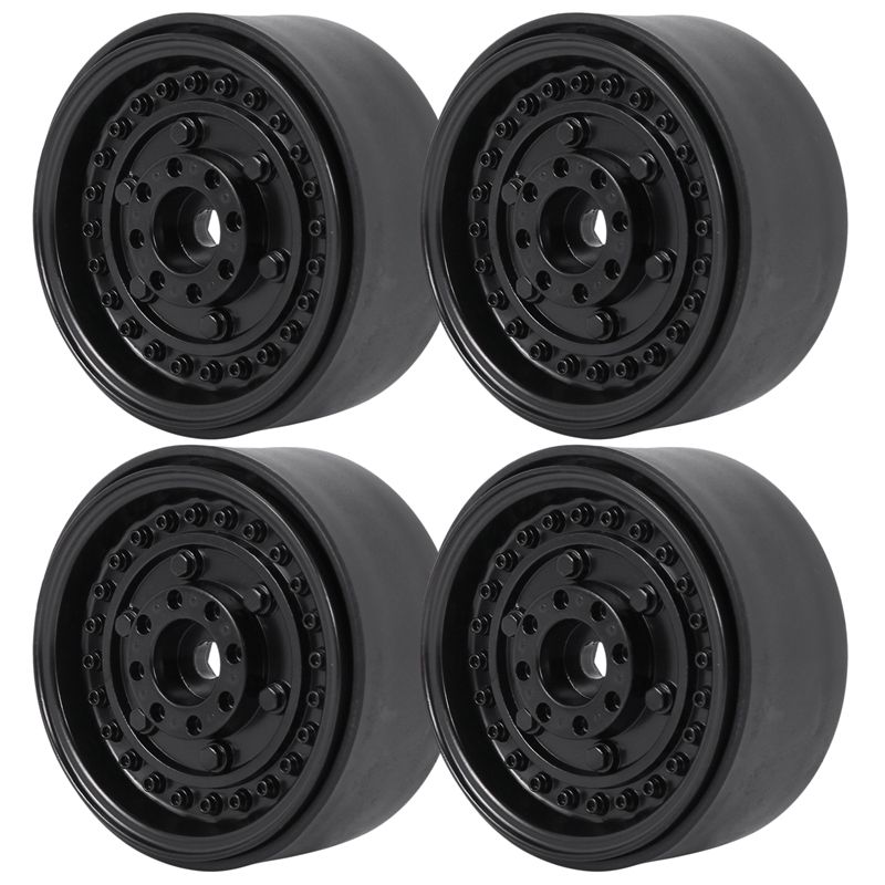 4Pcs Metal 1.9Inch Beadlock Wheel Rim Hub for 1/10 Rc Crawler Car Axial Scx10 90046 Traxxas Trx4 Tf2 Rc4Wd D90 ,Black