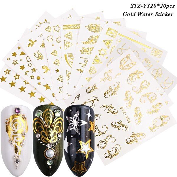 Sticker Set Designs Nail Stickers  Gold and Silver Hot Stamping Stickers Fruit Nail Art Transfer Decals Tattoos Sliders Manicure