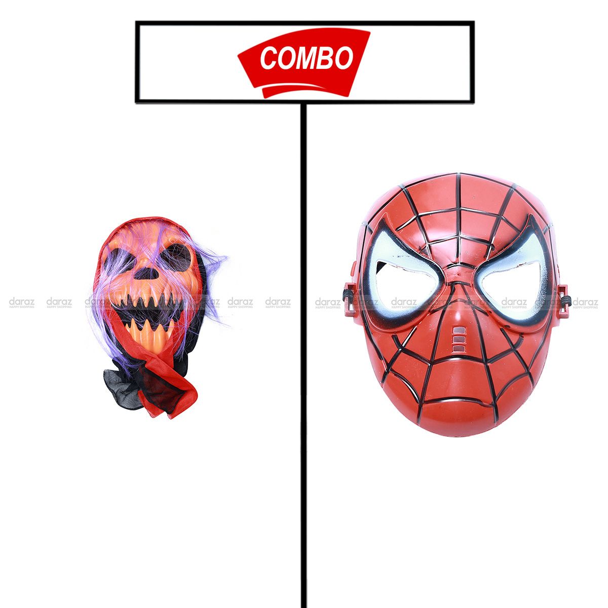 GHOST MASK RED FACE & SPIDER MAN COSTUME MASK COMBO