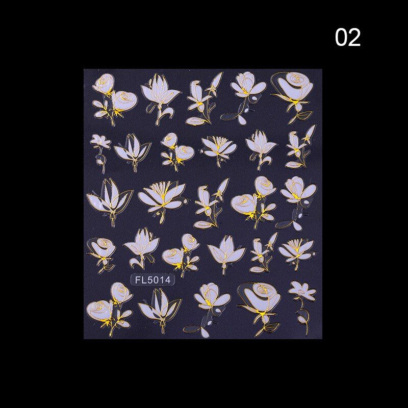 1 Sheet Nail Art 3D Nail Sticker White Flower Nail Decals Fairy Tales Transfer Sticker DIY Nail Art Decoration