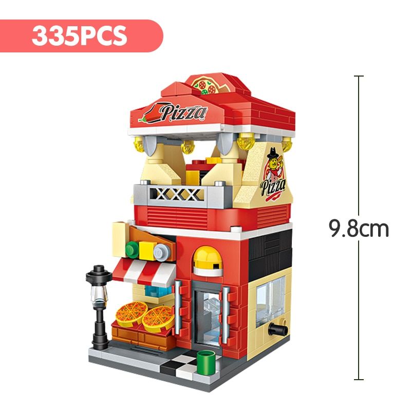 City View Scene Cinema Retail Store Candy Shop Architectures Mini Blocks Models Building Blocks Christmas Toy for Children