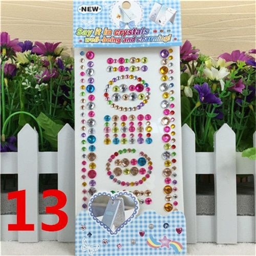 Cheap Promotional Children's toys sticker Many Styles Mixed Color Acrylic Rhinestone Crystal Diy Decoration Stickers Wholesale