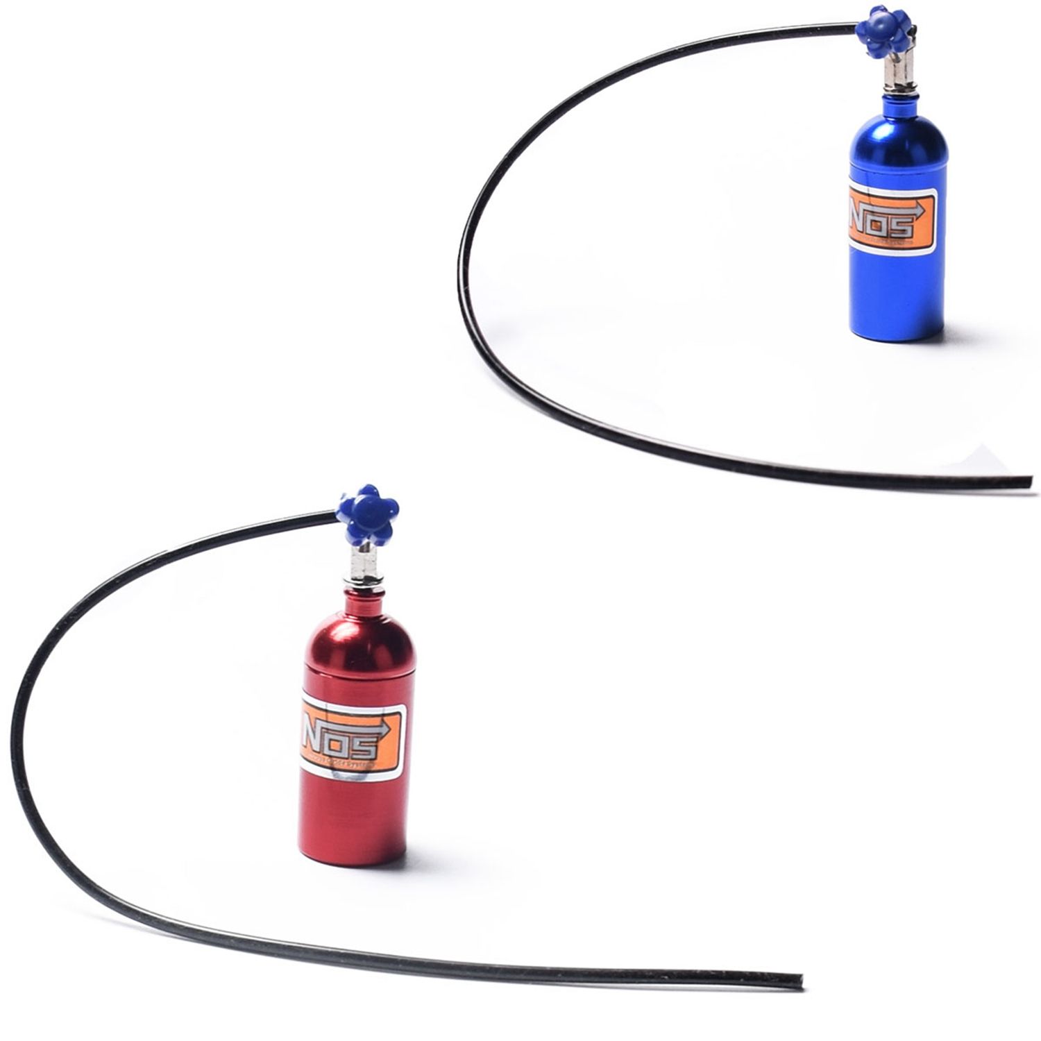 2Pcs Metal Simulated Nos Nitrogen Bottle for 1/10 Rc Crawler Car Defender Bronco Rc4Wd D90 D110 Trx4 - Blue & Red