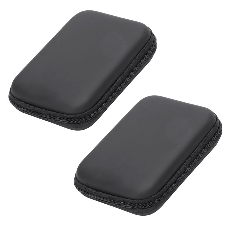 2X Portable Hard Disk Drive Shockproof Zipper Cover Bag Case 2.5Inch HDD Bag Hardcase Black