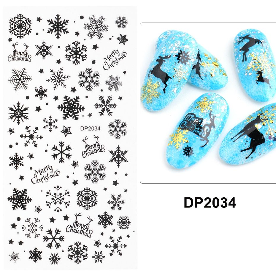 Holographic Bronzing Nail Design Sticker Gradient Rainbow Laser Snowflake Butterfly 5D Xmas Decal Winter Decor SADP2013-2024.