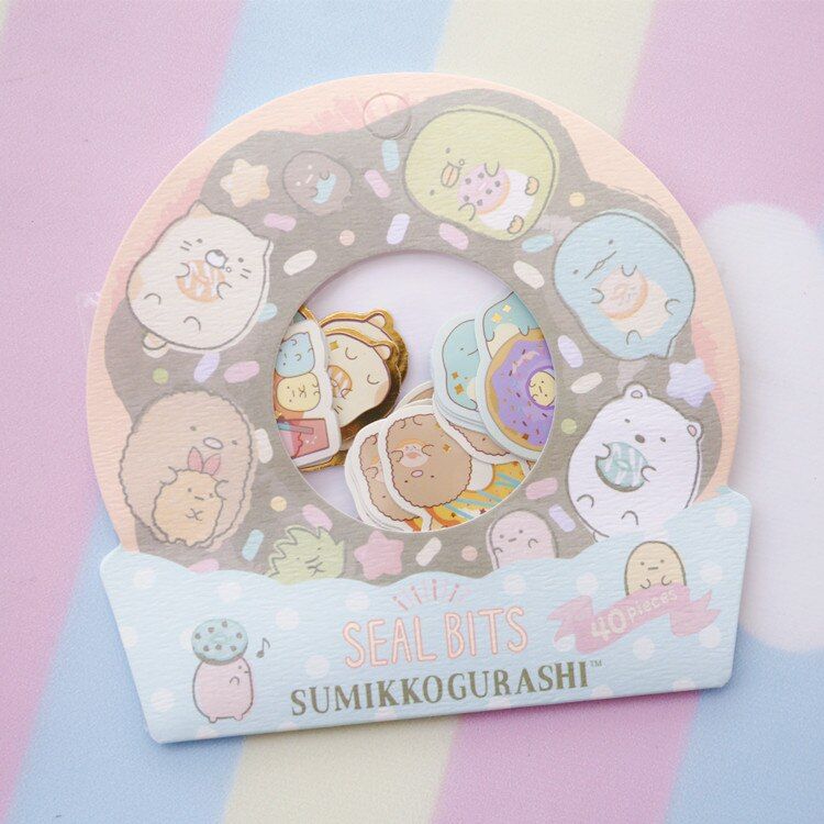 40pcs/Pack Kawaii Sumikko Gurashi Rilakkuma Gold Stamping Decorative Sticker Dairy Album DIY Craft Stick Label