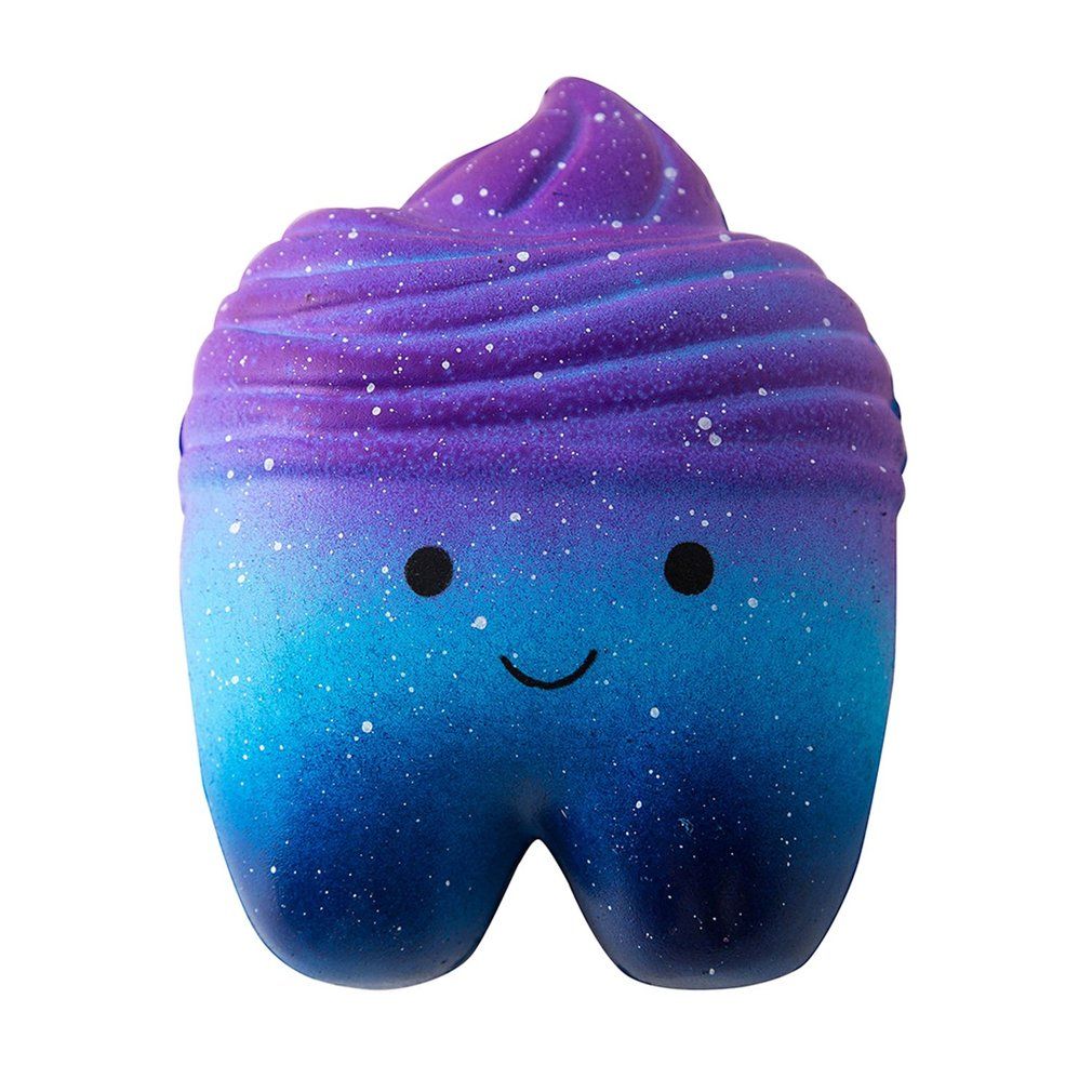 Small Size Sky Smile Face Teeth Pu Slow Rising For Relieves Stress Blue