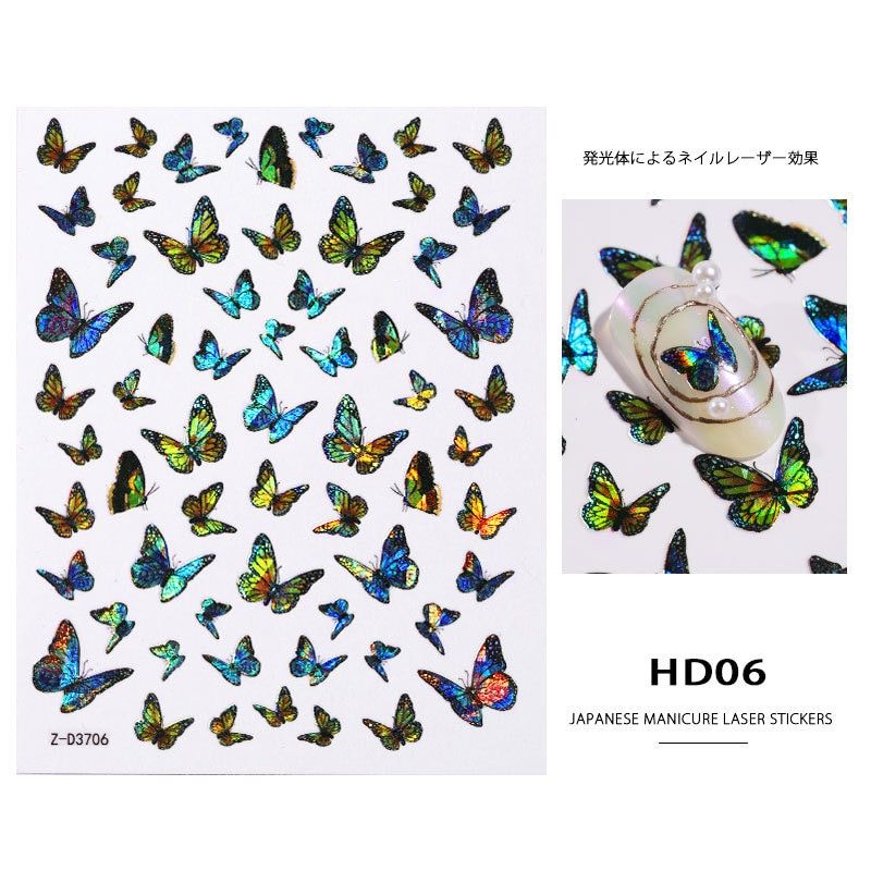 1pc Butterfly Nail Sticker Fantasy Laser Color Butterfly Nail Decal Designs Manicure Nail Decoration Tool