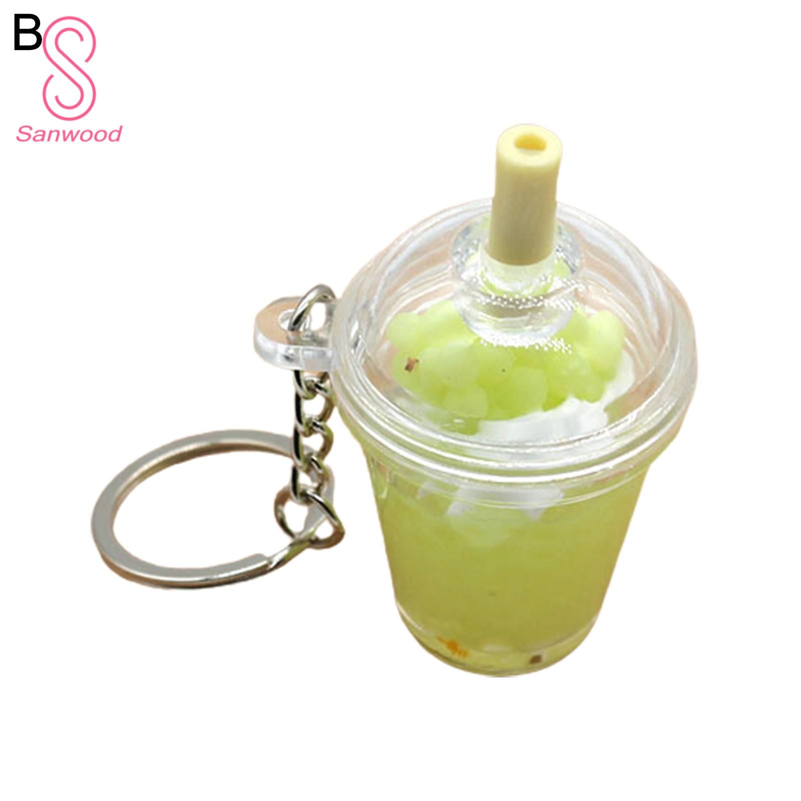 Key Ring Ice Cream Juice Cup Shape Simulated Key Chain Bag Pendant