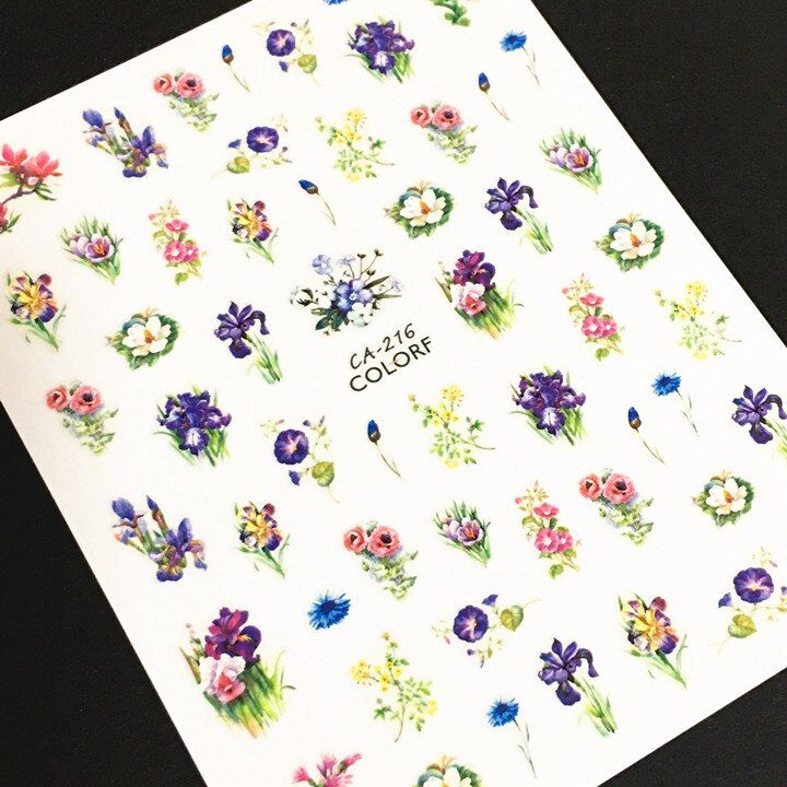 Newest CA 167 216 minxed flower 3d nail sticker template back glue nail decals DIY decorations wraps