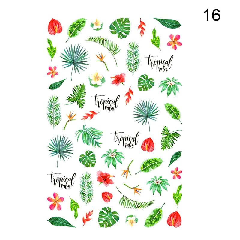 3D Nail Sticker Flower Leaves Summer Slider Transfer Stickers for Manicures Nail Art DIY Transfer Sticker Nail Art Decoration