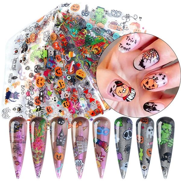 10pc Christmas Snowflake Nail Foil Stickers Laser White Winter Exquisite Pattern Nails Sliders Decals Gel Nail Decoration LE1102