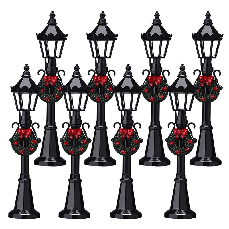 BRADOO Christmas Mini Street Light Model Street Lights Decorative Streetlight Small Street Lamps for Christmas Dollhouse,8Pcs