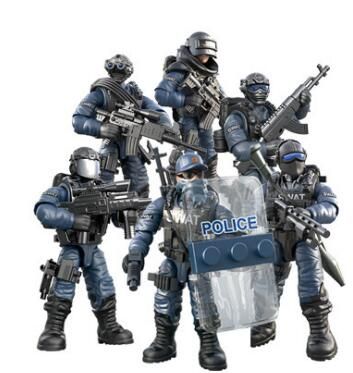 6pcs/set  Special Forces Soldiers Bricks Military Figures Guns Army Weapons Accessories SWAT Building Block Brick Children Toy