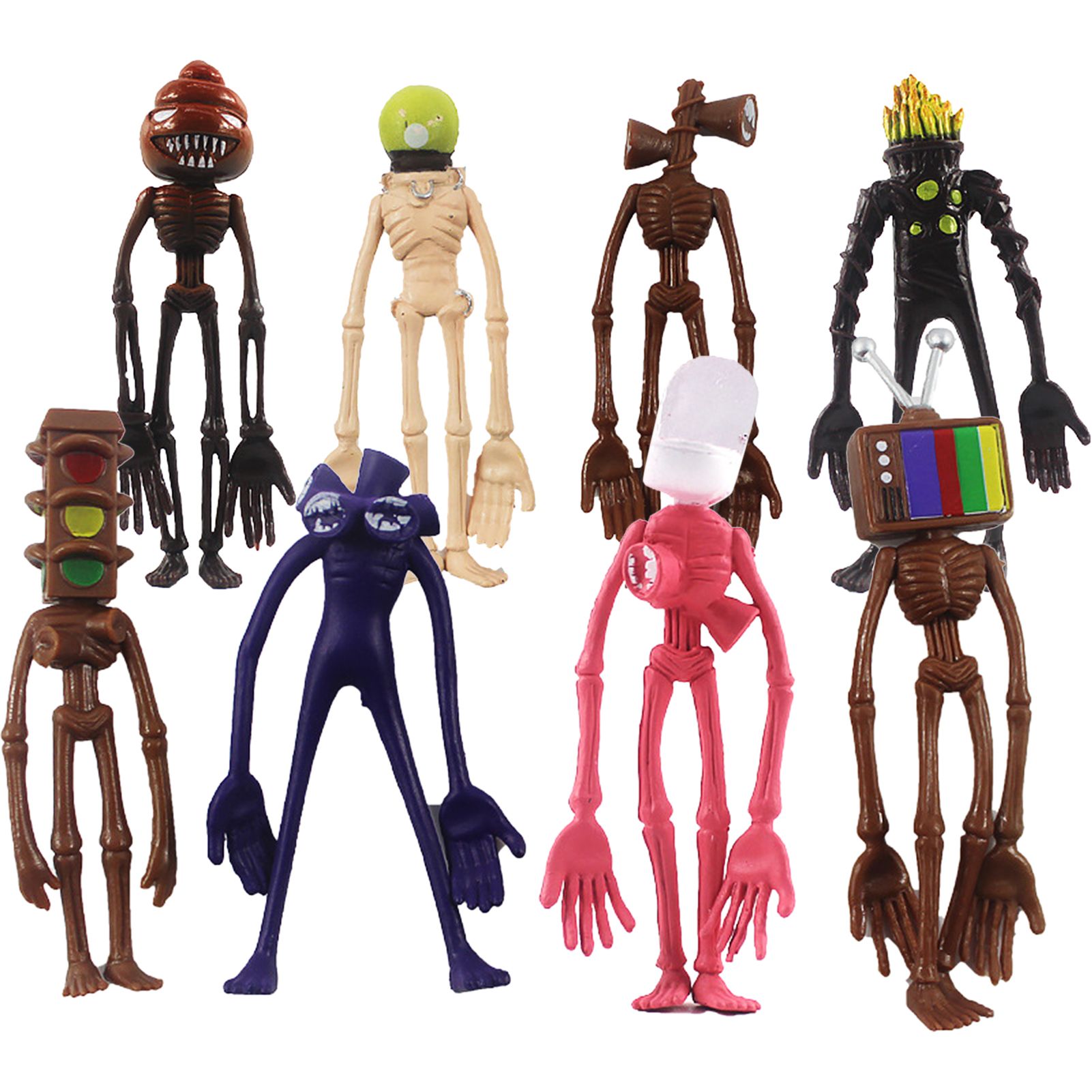 8Pcs Siren Head Statue Lovely Collectable Plastic Siren Head Action Figure for Children