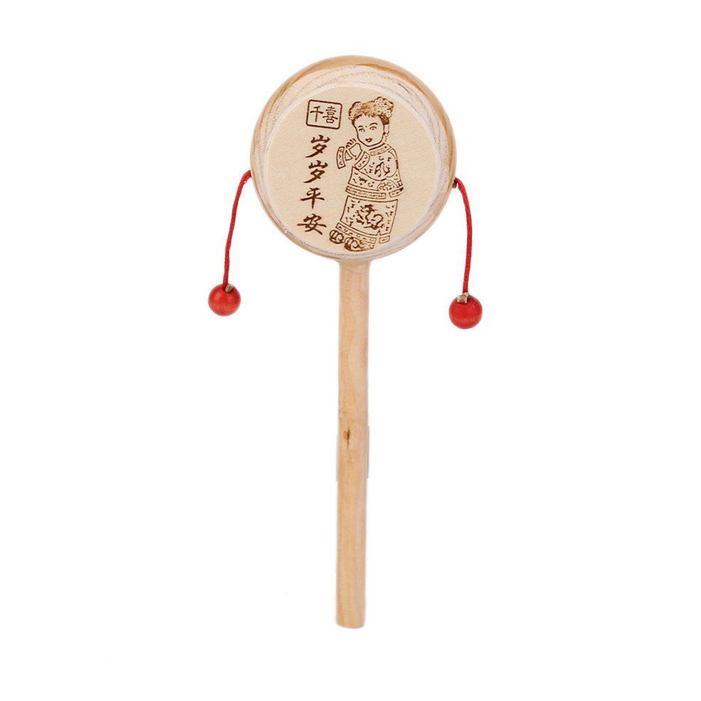 Baby Kids Child Wood Rattle Drum Instrument Child Musical Toy Chinese Styles-wood