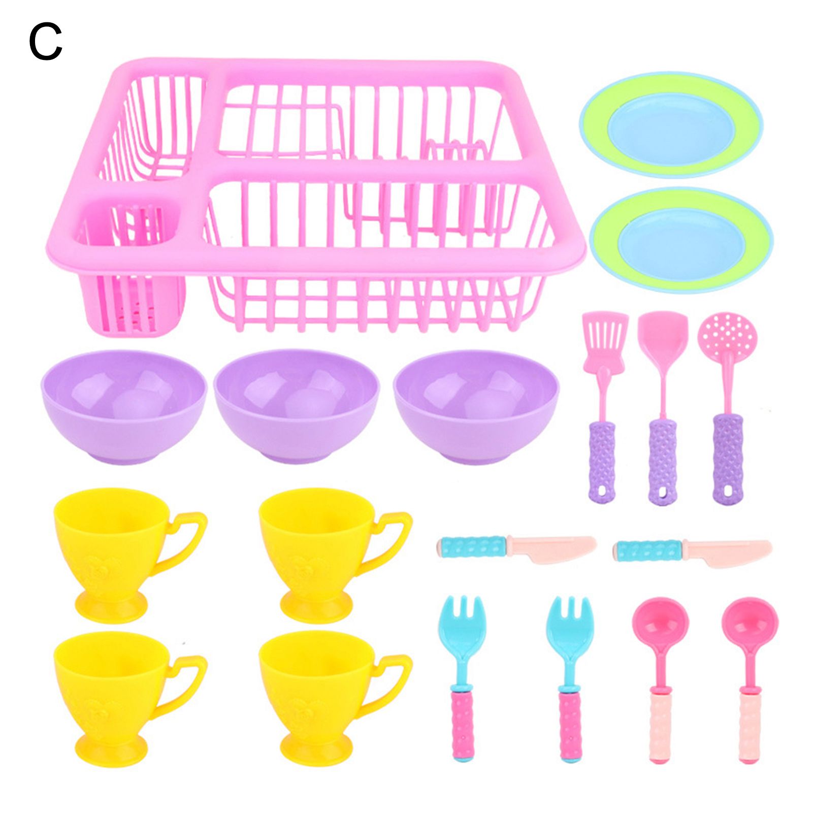 Pretend Play Toy Nice-looking Dishwashing Cutlery Drain Basket Pretend Toy