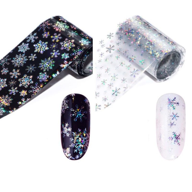 2pc/Set Christmas Nail Foil 3D DIY Snowflakes Manicure Nail Art Transfer Starry Sticker Nail Decorations Accessories100x4cm