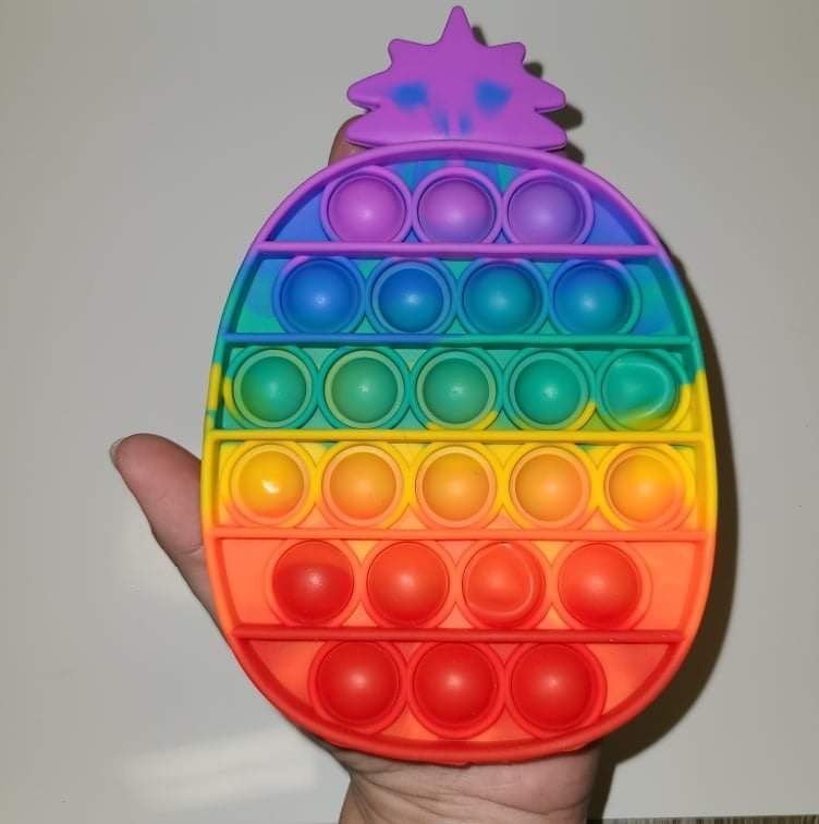 1 X Push Pop It Bubble Fidget Sensory Toy, Silicone Puzzle Game Toys Squeeze Sensory Toy for Kids, Family, Friend Rainbow