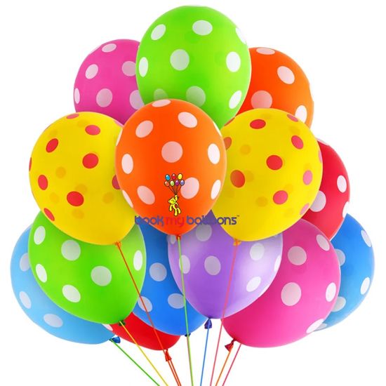 LATEX DOTTED BALLOON Multicolor - 20 Pcs