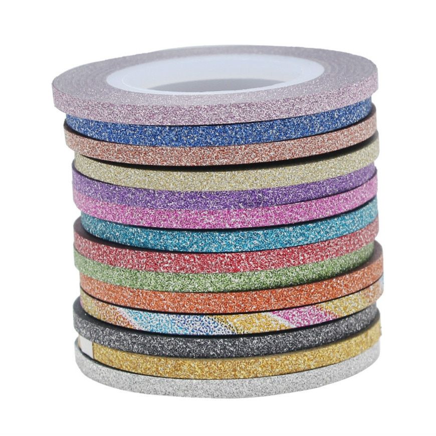1mm 12color Glitter Nail Stripin Line Tape Sticker Set Art Decorations DIY Tips For Polish Nail Gel Rhinestones Decorat 2018 HOT