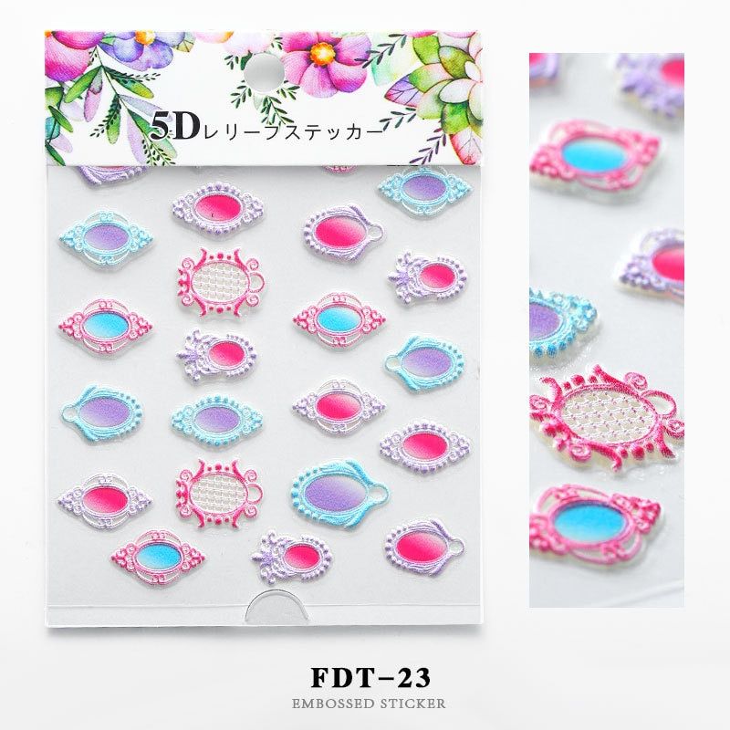 3D embossed flower leaf nail sticker decals Empaistic Engraved sticker sliders for nails art designs manicure acrylic decoration