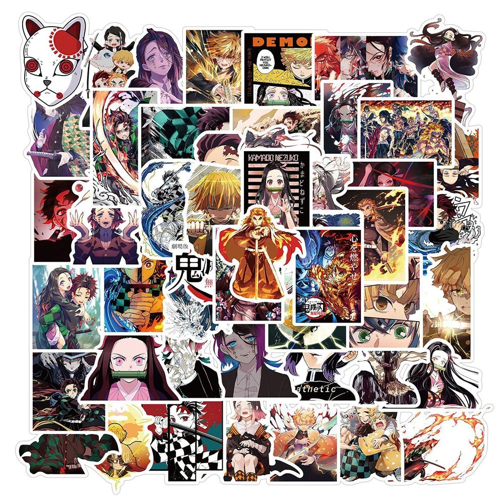 50PCS Hot Movie Demon Slayer Stickers Kimetsu No Yaiba Blade Anime Sticker Toy For Child DIY Guitar Skateboard PS4 Laptop Bike