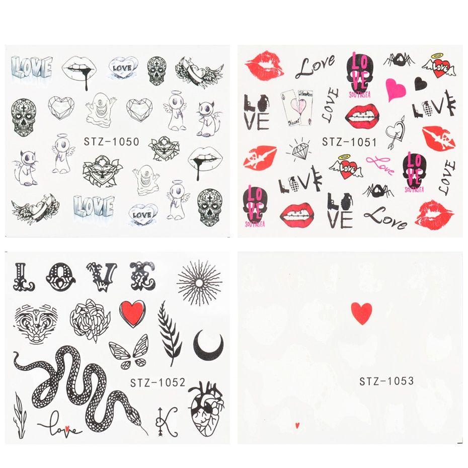 Snake Nail Water Sticker Decal Letter Leaf Sticker For Nails Black Butterfly Water Slider Foil Manicure Decor Tip NLSTZ1050-1065