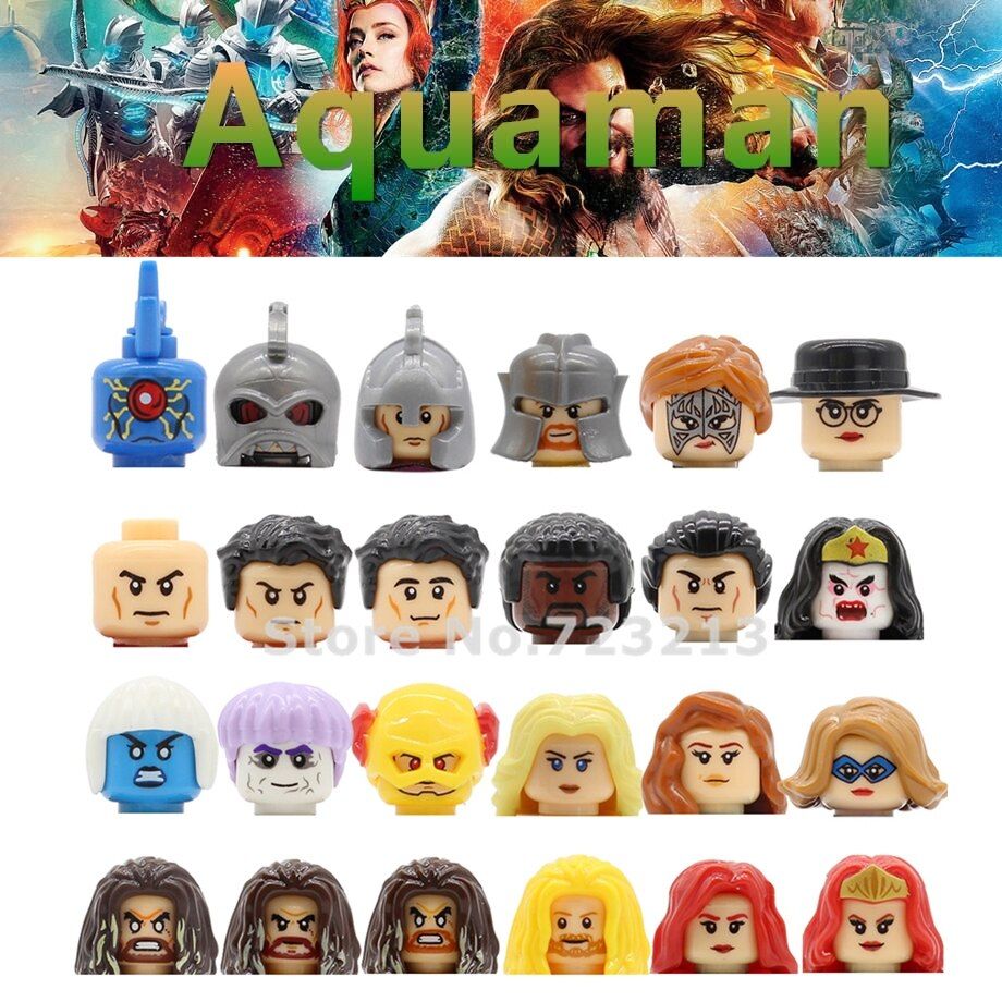 Feleph Single Movie Figure Head Black Manta Vulko Mera Atlanna Killer Frost Arthur Curry Nereus Building Blocks Set Brick Toys