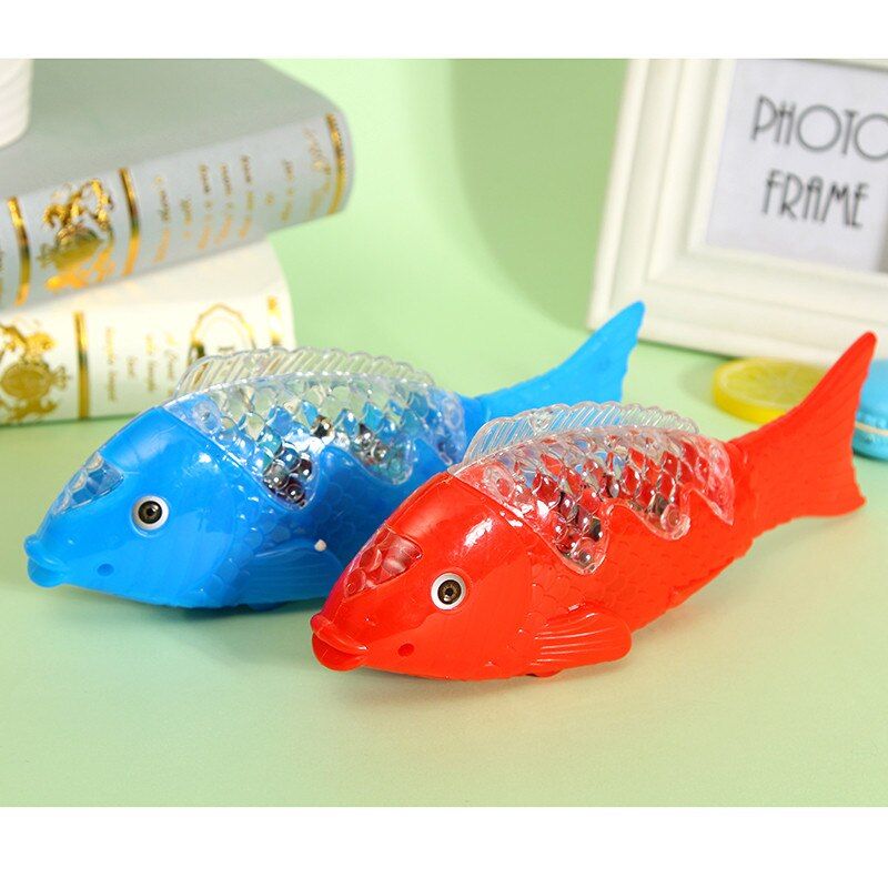 Vocal Toy Fish Model Colorful Electric Projection Transparent Fish Swing Fish Sing Luminous Kids Toys 1 PCS