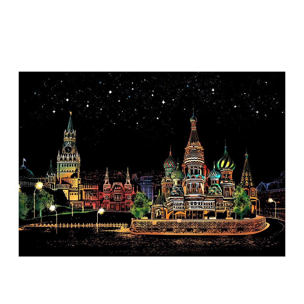 City Scratch Painting Drawing Paper DIY Art Craft Scratchboard Wall Decoration