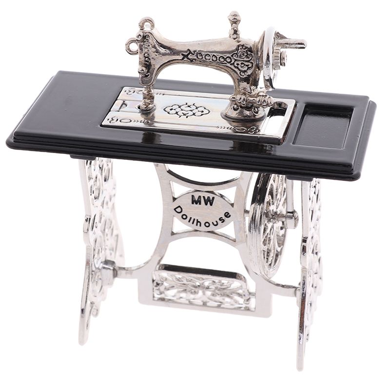 1:12 Dollhouse Mini Furniture Sewing Machine with Scissors for Doll House Decor