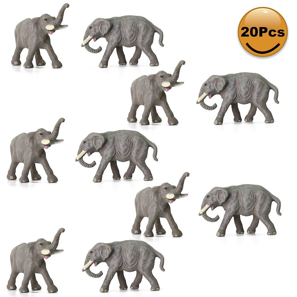 10pcs/20pcs 1:150 Well Painted Animals Elephants PVC N Scale Model Elephant Scenery Landscape Layout AN15004