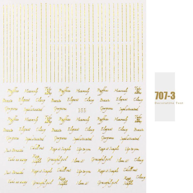 1 pieces gold nail stickers 3D Nail Art decals adhesive glitter star jewelry geometry manicure slider decor leaf tip