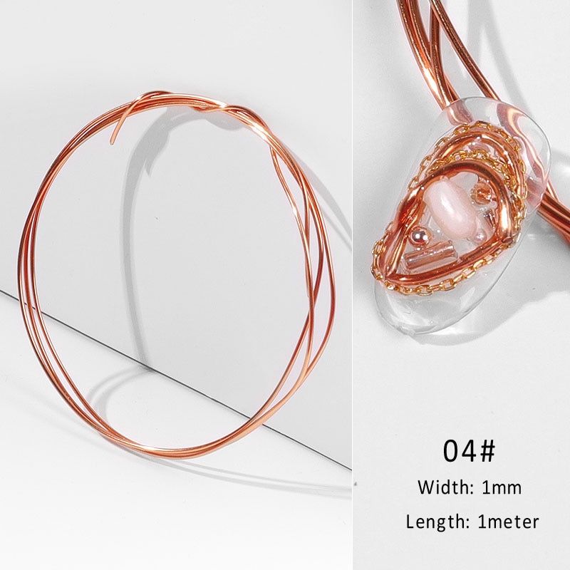 5 Colors Thick Copper Wire Nail Art Decorations Retro Striping Line DIY Designs 3D Tips Rhinestones Jewelry Manicure Accessories