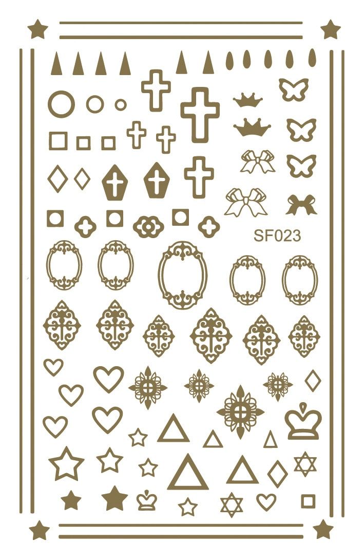 Gold Mixed Nail Stickers Flowers Star Leaves Adhesive Nail Art Sticker Decals DIY Decoration